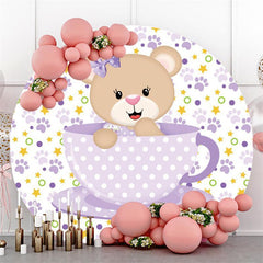 Lila Teetasse Tragen Runden Mädchen Baby Dusche Hintergrund