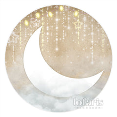 Ruhig Mond Mit Funkeln Linie Und Stern Kreis Hintergrund