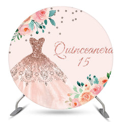 Quinceanera 15 Rosa Kleid Geburtstag Runden Hintergrund