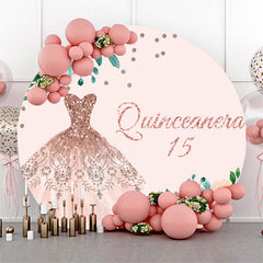 Quinceanera 15 Rosa Kleid Geburtstag Runden Hintergrund