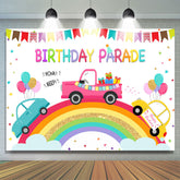 Regenbogen Und Karikatur Auto Geburtstag Parade Thema Hintergrund