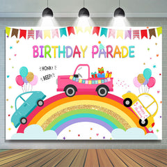 Regenbogen Und Karikatur Auto Geburtstag Parade Thema Hintergrund