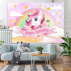 Regenbogen Und Wolke Rosa Einhorn Themenorientiert Geburtstag Hintergrund