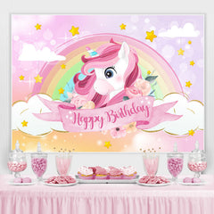 Regenbogen Und Wolke Rosa Einhorn Themenorientiert Geburtstag Hintergrund