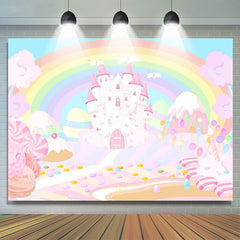 Regenbogen Und Rosa Schloss Wunderland Geburtstag Hintergrund