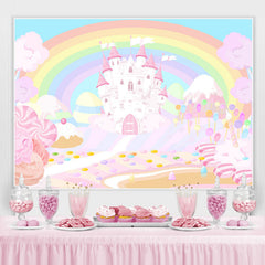Regenbogen Und Rosa Schloss Wunderland Geburtstag Hintergrund