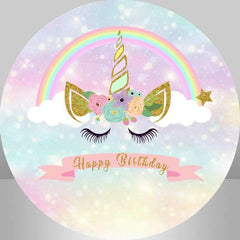 Regenbogen Und Einhorn Runden Mädchen Geburtstag Party Hintergrund