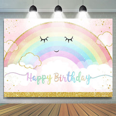 Regenbogen Und Weiss Wolke Gold Geburtstag Hintergrund Für Mädchen