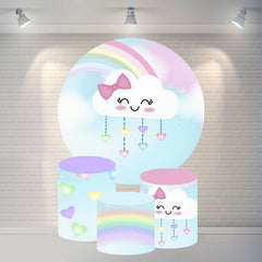 Regenbogen Wolke Kreis Glücklich Geburtstag Hintergrund Für Party