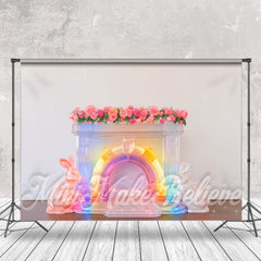Regenbogen Farbe Kaninchen Ornament Blumen Ostern Hintergrund