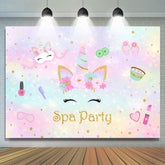 Regenbogenfarben Aquarelle Einhorn Spa Party Hintergrund