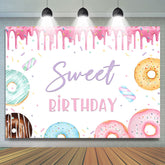 Regenbogen Donuts Glücklich Süss Geburtstag Party Hintergrund