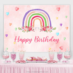 Regenbogen Blumen Und Liebe Rosa Glücklich Geburtstag Hintergrund