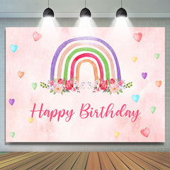 Regenbogen Blumen Und Liebe Rosa Glücklich Geburtstag Hintergrund