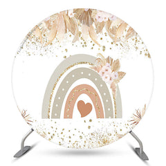 Regenbogen Herz Boho Blumen Runden Babydusche Hintergrund