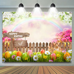 Regenbogen Kaninchen Blumen Glücklich Ostern Tag Hintergrund