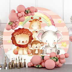 Regenbogen Safari Tiere Runden Geburtstag Party Hintergrund