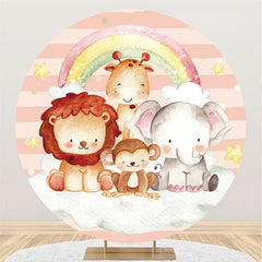 Regenbogen Safari Tiere Runden Geburtstag Party Hintergrund