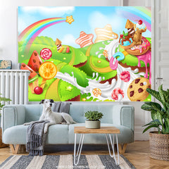Regenbogen Stern Süßigkeitenland Glücklich Geburtstag Hintergrund