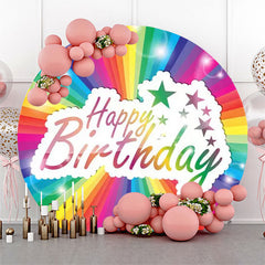 Regenbogen Stern Glücklich Geburtstag Runden Hintergrund Abdeckung