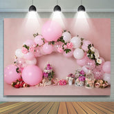 Realistisch Ballon Rosa Blume Glücklich Geburtstag Hintergrund