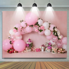 Realistisch Ballon Rosa Blume Glücklich Geburtstag Hintergrund