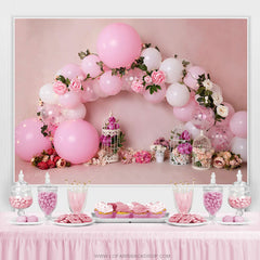 Realistisch Ballon Rosa Blume Glücklich Geburtstag Hintergrund