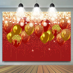 Rot Und Gold Funkeln Luftballons Glücklich Geburtstag Hintergrund
