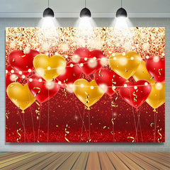 Rot Und Gelb Luftballons Funkeln Geburtstag Party Hintergrund