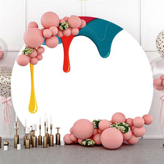 Rot Und Gelb Blau Tropfen Glücklich Geburtstag Runden Hintergrund