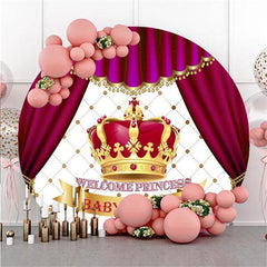 Rot Krone Vorhang Willkommen Prinzessin Kreis Baby Dusche Hintergrund