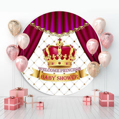 Rot Krone Vorhang Willkommen Prinzessin Kreis Baby Dusche Hintergrund