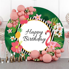 Rot Gekrönt Kran Grün Blätter Geburtstag Runden Hintergrund