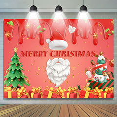 Rot Nachtisch Geschenk Baum Weihnachtsmann Fröhlich Weihnachten Hintergrund