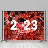 Rot Disko Ball Mit Gefallen Hut Abschluss Hintergrund