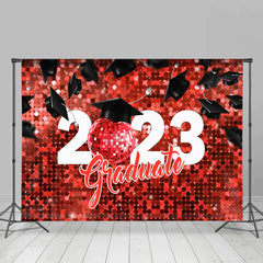 Rot Disko Ball Mit Gefallen Hut Abschluss Hintergrund