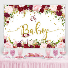 Rot Blumen mit Funkeln Baby Dusche Hintergrund Für Mädchen