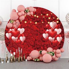 Rot Voll Von Rose Und Herz Luftballons Kreis Hintergrund