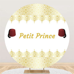 Rot Hut Petit Prinz Runden Gold Weiß Baby Dusche Backdorp
