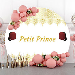 Rot Hut Petit Prinz Runden Gold Weiß Baby Dusche Backdorp