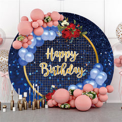 Rot Rose Blau Luftballons Glücklich Geburtstag Runden Hintergrund