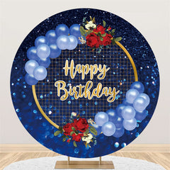Rot Rose Blau Luftballons Glücklich Geburtstag Runden Hintergrund