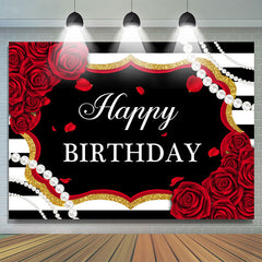 Rot Rosen Weiss Und Schwarz Streifen Perle Geburtstag Hintergrund