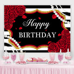 Rot Rosen Weiss Und Schwarz Streifen Perle Geburtstag Hintergrund