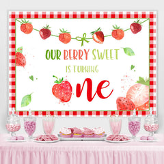 Rot Quadrate Schön Erdbeeren 1 Geburtstag Hintergrund