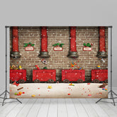 Rot Zug Geschenke Ziegel Wand Weihnachten Foto Hintergrund