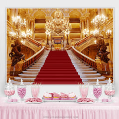 Strahlend Haus Rot Teppich Hintergrund Für Geburtstag