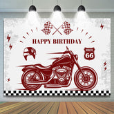 Retro Motorrad Und Flaggen Glücklich Geburtstag Hintergrund