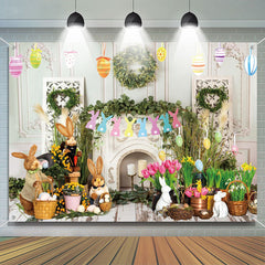 Retro Wand Bunt Blumen Eier Ostern Hintergrund