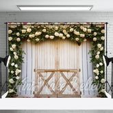 Romantisch Weiß Blumen Hölzern Wand Frühling Hintergrund